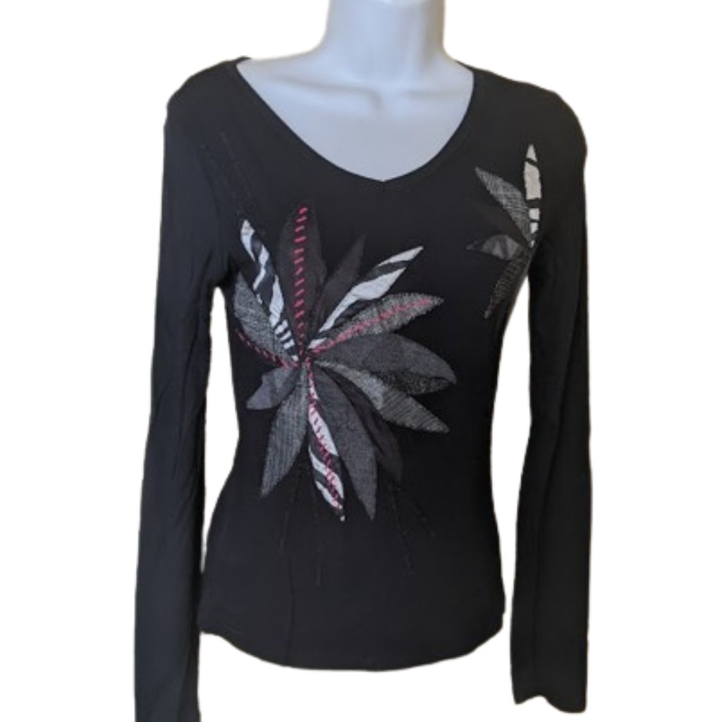 --- Black Patchwork Top Size Medium